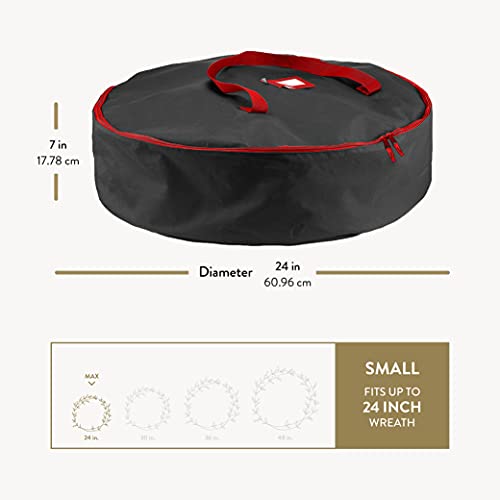 ZOBER Premium Christmas Wreath Storage Bag 24” - Dual-Zippered Storage Container & Durable Handles, Protect Artificial Wreaths - Holiday Xmas Bag Made of Tear-Proof 600D Oxford