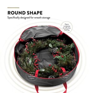 ZOBER Premium Christmas Wreath Storage Bag 24” - Dual-Zippered Storage Container & Durable Handles, Protect Artificial Wreaths - Holiday Xmas Bag Made of Tear-Proof 600D Oxford