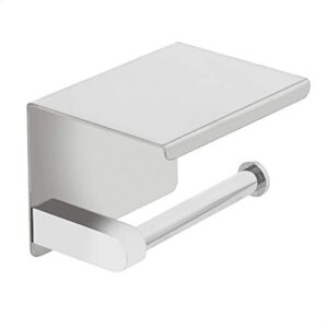 amazon basics toilet paper holder - contemporary, includes storage shelf, stainless steel