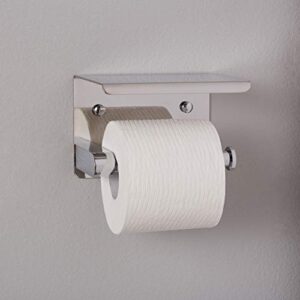Amazon Basics Toilet Paper Holder - Contemporary, Includes Storage Shelf, Stainless Steel