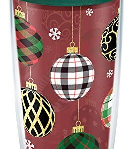 Tervis Made in USA Double Walled Christmas Holiday Ornaments Insulated Tumbler Cup Keeps Drinks Cold & Hot, 16oz, Clear