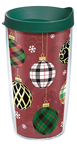 Tervis Made in USA Double Walled Christmas Holiday Ornaments Insulated Tumbler Cup Keeps Drinks Cold & Hot, 16oz, Clear