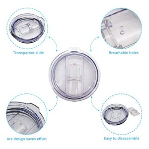 KUFUNG Tumbler Lids Spillproof 20 oz, Splash Resistant Lids for Tumbler/For Yeti and More Cooler Cup (Transparent Slide, 20 OZ)