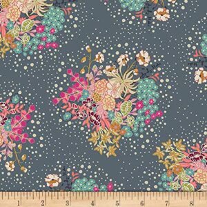 art gallery fabrics art gallery indie folk powder bloom jersey knit, dusty blue