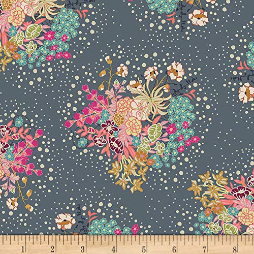 Art Gallery Fabrics Art Gallery Indie Folk Powder Bloom Jersey Knit, Dusty Blue