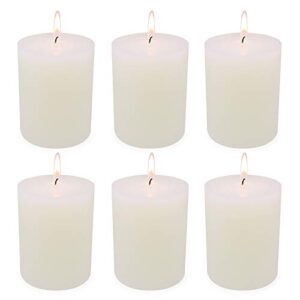 Ivory Pillar Candles, 3x4 Inch Unscented Off-White Dripless Long Lasting Slow Burning Cylinder Candles for Home, Wedding, Party ( 45 Hours), 6 Packs