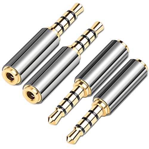 4 Pack 3.5mm Male to 2.5mm Female Audio Headphone Adapter, Gold Plated Jack Stereo Audio Converter Metal Shell for Headset, Audio Earphone, Microphone