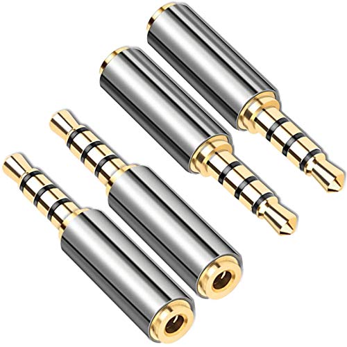 4 Pack 3.5mm Male to 2.5mm Female Audio Headphone Adapter, Gold Plated Jack Stereo Audio Converter Metal Shell for Headset, Audio Earphone, Microphone