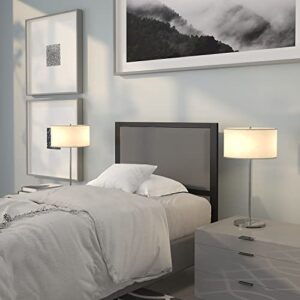 Flash Furniture Melbourne Metal Upholstered Twin Size Headboard in Dark Gray Fabric