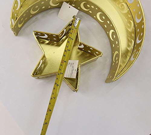 PTYQU 2 PCS Ramadan Kareem Iron Tray Decorations Moon Star Shaped Eid Mubarak Gift Box Dessert Tray Craft Islam Muslim Party Festival Table Decor