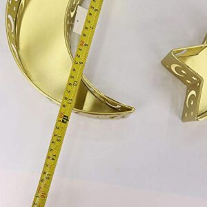 PTYQU 2 PCS Ramadan Kareem Iron Tray Decorations Moon Star Shaped Eid Mubarak Gift Box Dessert Tray Craft Islam Muslim Party Festival Table Decor