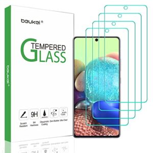 beukei (4 pack) compatible for samsung galaxy a71 (4g/5g) / a72 (4g/5g) / a73 (5g) screen protector tempered glass, (6.7 inch) touch sensitive,case friendly, 9h hardness