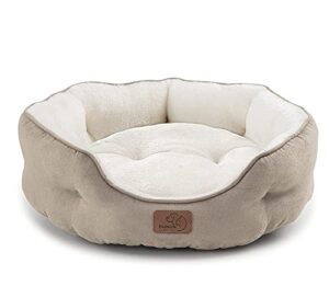bedsure round bed for small dogs, washable for indoor cats, pet bed for puppy and kitten with slip-resistant bottom, camel, 20 inches