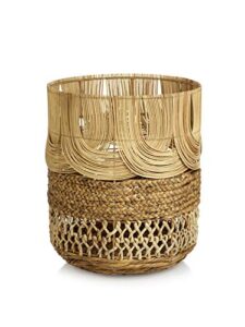 zodax melaka multi-weave rattan & water hyacinth decorative baskets, natural