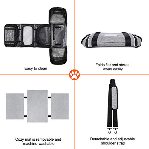 MASKEYON TSA Airline Approved Soft Sided Pet Carrier Top Loading 4 Side Expandable Large Travel Cats Carrier Collapsible with 3 Removable Washable Pads and 3 Pockets for Cats Kitten and Small Dogs