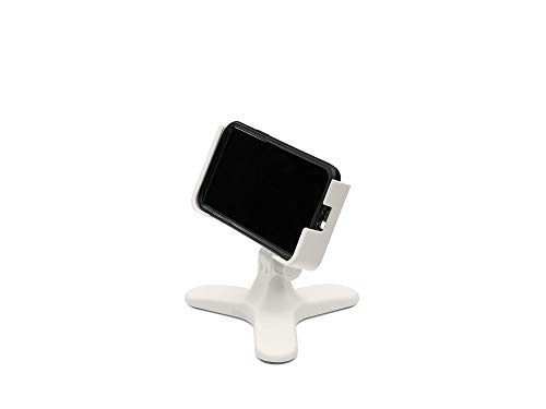 WeatherTech DeskFone Two View White Universal Phone Holder for Flat Surfaces, Office, Kitchen, Nightstand - White Plastic Knobs