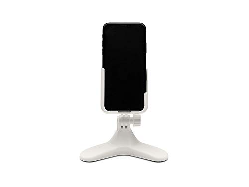 WeatherTech DeskFone Two View White Universal Phone Holder for Flat Surfaces, Office, Kitchen, Nightstand - White Plastic Knobs