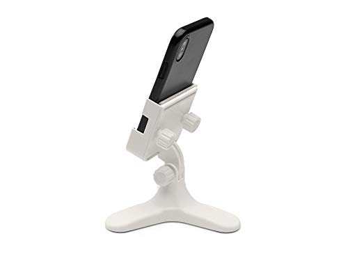 WeatherTech DeskFone Two View White Universal Phone Holder for Flat Surfaces, Office, Kitchen, Nightstand - White Plastic Knobs