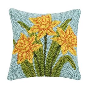 peking handicraft 30jes1593c10sq daffodil hook pillow, 10-inch square, wool and cotton