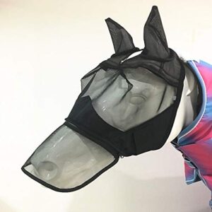 u/a wybaby horse fly mask spring summer with big ears and long nose cover