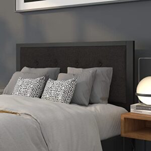 Flash Furniture Bristol Metal Tufted Upholstered Full Size Headboard in Black Fabric