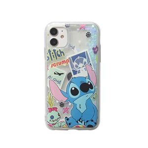 glitter liquid flowing clear case for apple iphone 11 iphone11 blue stitch scrump clear hard plastic water sequins floating sparking glittery bling shiny cool cute girls
