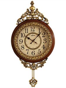 shisedeco elegant, traditional, decorative, hand painted modern grandfather wall clock fancy ethnic luxury handmade decoration, swinging pendulum for new room or office. large. 29.5 inch. (brown)