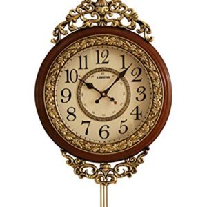 SHISEDECO Elegant, Traditional, Decorative, Hand Painted Modern Grandfather Wall Clock Fancy Ethnic Luxury Handmade Decoration, Swinging Pendulum for New Room or Office. Large. 29.5 Inch. (Brown)