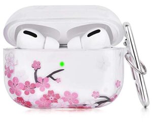 v-moro compatible with airpods pro/pro 2 case, cute clear airpod pro case cover transparent protective case girl for apple airpods pro [front led visible] charging skin women ( plum flower)