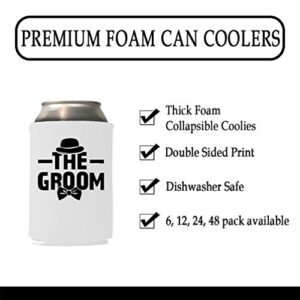 Veracco The Groom and The Grooms Crew Can Coolie Holder Bachelor Party Wedding Favors Gift For Groom Groomsmans Proposal (White Groom, Black GC, 12)