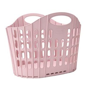 Mind Reader Collapsible Laundry Basket 38 Liter/10 Gallon, Ventilated Plastic Hamper, Compact Clothes Basket, Pink