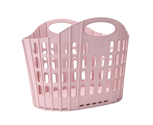 Mind Reader Collapsible Laundry Basket 38 Liter/10 Gallon, Ventilated Plastic Hamper, Compact Clothes Basket, Pink