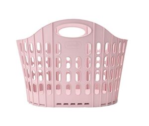 mind reader collapsible laundry basket 38 liter/10 gallon, ventilated plastic hamper, compact clothes basket, pink
