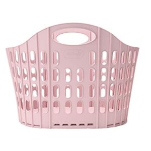 Mind Reader Collapsible Laundry Basket 38 Liter/10 Gallon, Ventilated Plastic Hamper, Compact Clothes Basket, Pink