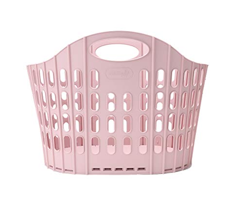 Mind Reader Collapsible Laundry Basket 38 Liter/10 Gallon, Ventilated Plastic Hamper, Compact Clothes Basket, Pink