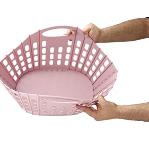 Mind Reader Collapsible Laundry Basket 38 Liter/10 Gallon, Ventilated Plastic Hamper, Compact Clothes Basket, Pink