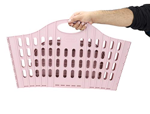 Mind Reader Collapsible Laundry Basket 38 Liter/10 Gallon, Ventilated Plastic Hamper, Compact Clothes Basket, Pink