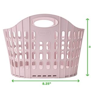 Mind Reader Collapsible Laundry Basket 38 Liter/10 Gallon, Ventilated Plastic Hamper, Compact Clothes Basket, Pink