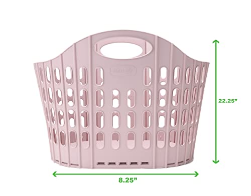 Mind Reader Collapsible Laundry Basket 38 Liter/10 Gallon, Ventilated Plastic Hamper, Compact Clothes Basket, Pink