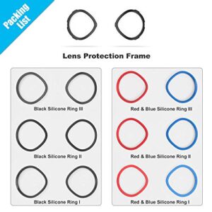 AMVR 6 Pair Glasses Spacer for Oculus Quest 2, VR Lens Protector Accessories Silicone Anti-Scratch Ring to Protect Headset Lens and Glasses Compatible with Meta Quest 1/Rift S/Go（Red & Blue, Black）