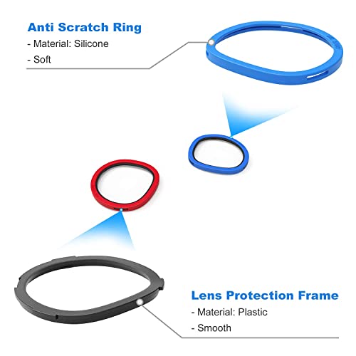 AMVR 6 Pair Glasses Spacer for Oculus Quest 2, VR Lens Protector Accessories Silicone Anti-Scratch Ring to Protect Headset Lens and Glasses Compatible with Meta Quest 1/Rift S/Go（Red & Blue, Black）