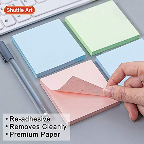 Sticky Notes, Shuttle Art 9 Bright Colors Stickies, 9 Pads 630 Sheets Total, 3x3 Inches Self-Stick Pads for Home, School, Office