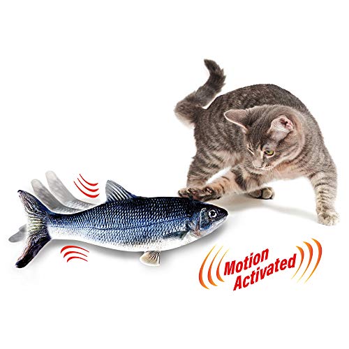 Ontel Flippity Fish Interactive Cat Toy with Catnip & Fishing Pole - Touch Activated, Rechargeable Pet Toy to Help Reduce Stress & Bad Behavior - As Seen on TV