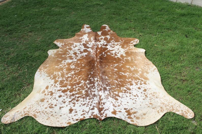 New Large 100% Brown & White Cowhide Leather Rugs Cow Hide Skin Carpet Area 26-30 SQ.FT (Brown & White)