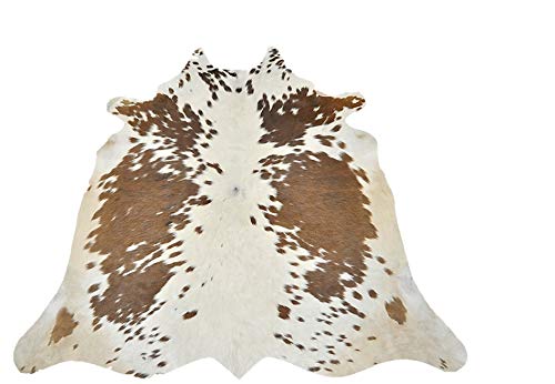 New Large 100% Brown & White Cowhide Leather Rugs Cow Hide Skin Carpet Area 26-30 SQ.FT (Brown & White)