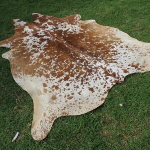 New Large 100% Brown & White Cowhide Leather Rugs Cow Hide Skin Carpet Area 26-30 SQ.FT (Brown & White)