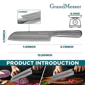 Santoku Knife, 7 inch Japanese Chef Knife, High Carbon Stainless Steel Cooking Knife with Ergonomic Handle and Gift Box