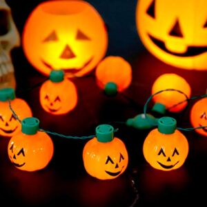 Aneco 2 Pack Halloween LED Pumpkin Lantern Necklace, 33 inch 9 Pieces Pumpkin Light Up Flashing Glow in The Dark Necklace LED Light Pumpkin Lantern Necklace for Halloween Party Decoration