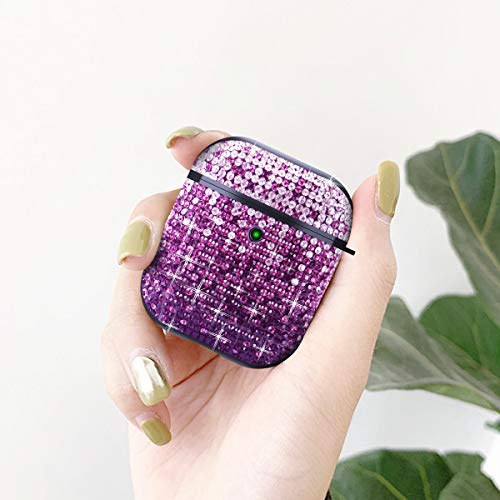 Valkit Compatible AirPods Case, Glitter Diamond Shining Rhinestone AirPods Case Cover Hard Shock Proof Protective Case for Girls Women for Apple Airpods 2 & 1 - Purple