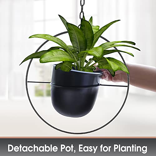 Shineloha 2 Pack Hanging Planters for Indoor Plants with 5.5" Pot (Detachable) + Hook + Chain | Hanging Planters Indoor, Ceiling Planters, Mid Century Planter for Indoor & Outdoor, NO Plant incld